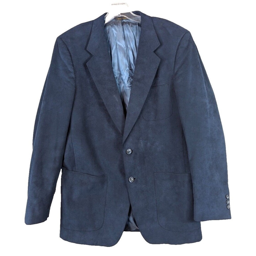 VTG Stanton Tailored For Wallachs Velvet Sports Coat Jacket 42R? Navy Formal